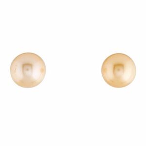 Golden Cultured South Sea Pearl 18k Yellow Gold Stud Earrings